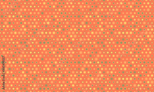 Abstract coral and gold dot pattern.  Perfect for website backgrounds, textile design, or vibrant branding.  This seamless texture evokes feelings of warmth, energy, and optimism.