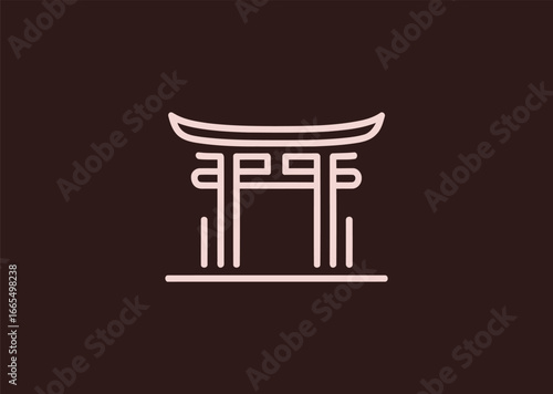 Minimalist line art logo of a traditional Japanese torii gate.