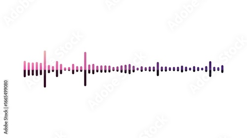 Audio waveform animation with a pink-purple gradient and soft shadow on a green screen. Vertical bars pulse to visualize sound or voice. Great for music, audio content, and visual projects.