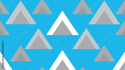 Seamless Pattern of Geometric Triangles in Shades of Gray and White on a Blue Background vector illustration