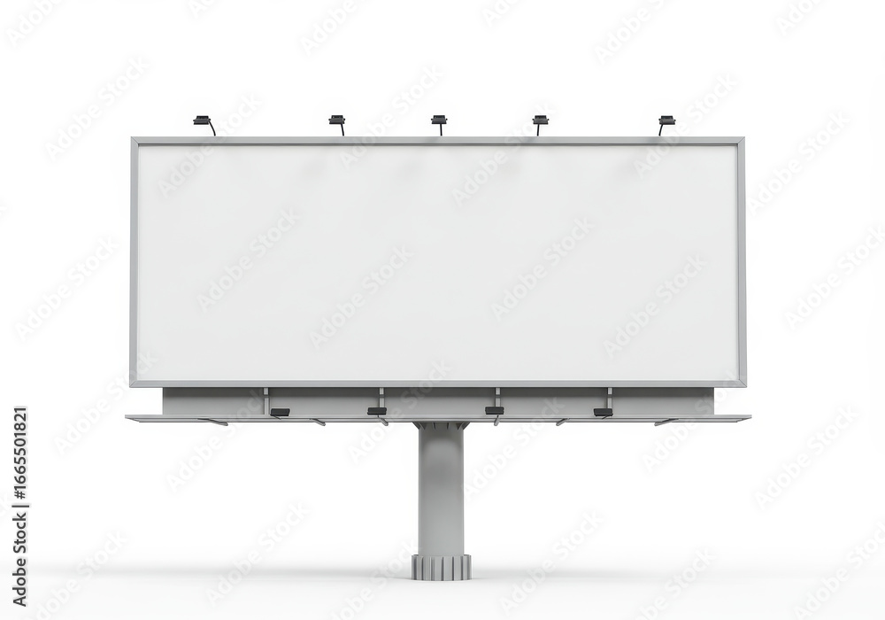 Obraz premium Large outdoor advertising billboard structure with a blank white display area and lighting
