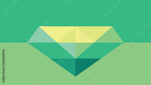 Stylized Geometric Diamond Shape in Green and Yellow Tones jewel abstract