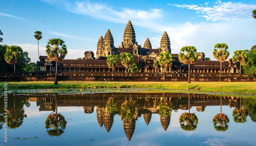Fototapeta premium Angkor Wat Sunrise Reflection.