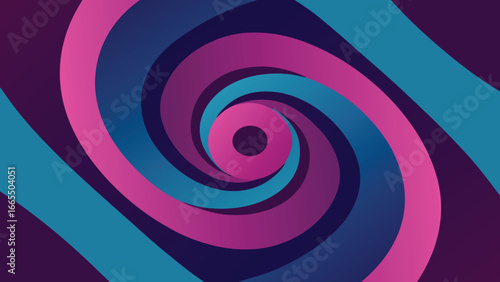 Swirling Hypnotic Tunnel Effect with Gradient Colors of Pink Blue and Purple Keywords: swirling, hypnotic, tunnel, effect, gradient, colors, pink, magenta, blue, cyan, purple, violet, dark