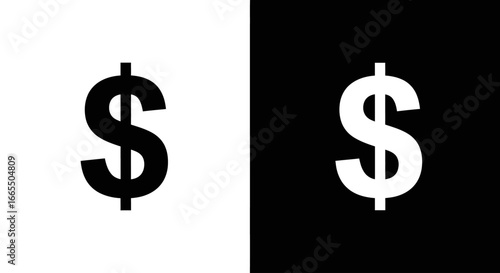 A dollar sign symbol, a black and white icon representing money, finance, currency, and the economy.
