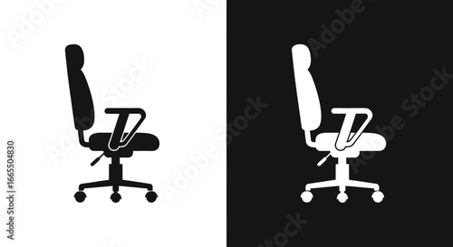 An ergonomic office chair in an outline style, a modern and clean icon for furniture catalogs and workplace wellness themes.