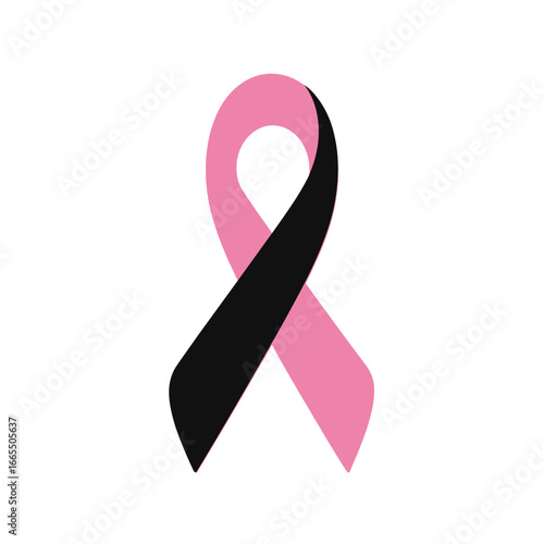 Black and pink awareness ribbon symbol for breast cancer support and memorial causes
