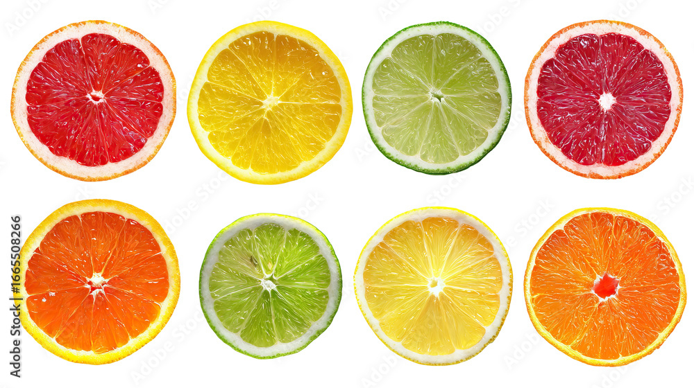 Obraz premium Collection of Citrus Slice Wheels Isolated on Transparent Background
