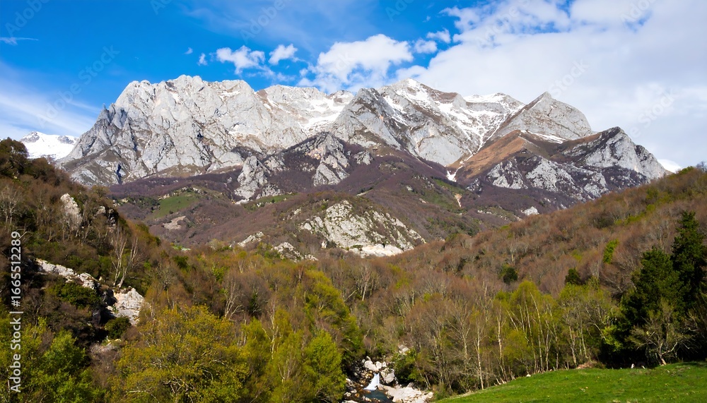 Fototapeta premium Majestic mountain range with lush forests