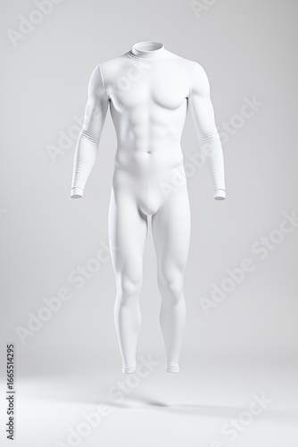 White Men's Athletic Compression Suit Mockup