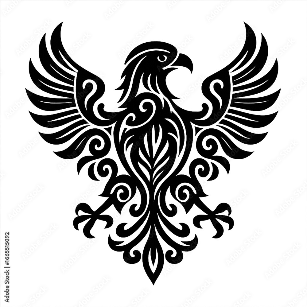 Obraz premium Elegant Ornate Eagle Design: Vector Graphic