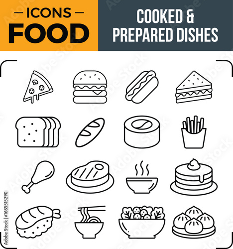 Artistic representation of delicious cooked and prepared food dishes