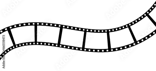Film strip background with retro photo and cinema frames. Movie reel or video strip roll design. Vector illustration for media, film, and photography projects.