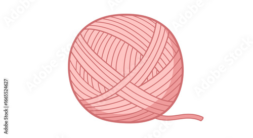 A cartoon illustration of a light pink ball of yarn with a loose end, isolated on a white background.