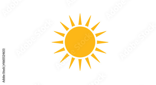 A simple, stylized yellow sun icon with radiating rays, isolated on a white background.