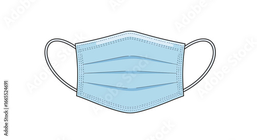 Isolated light blue surgical mask with ear loops, shown centered on a white background.