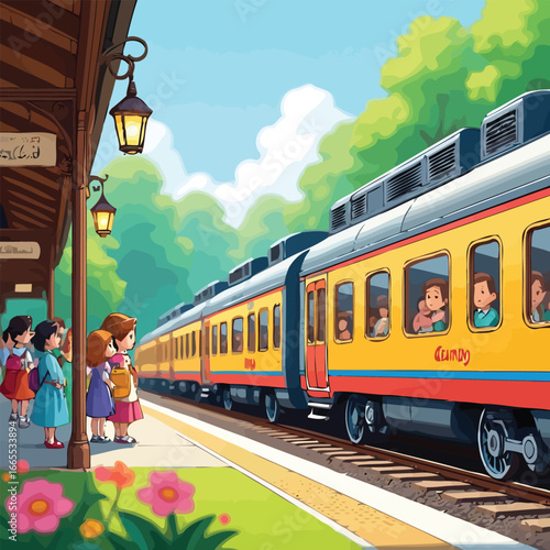 Travelers sip from cups with high quality detailed illustration creative visual content suitable for Adobe Stock, commercial use, artistic projects and digital design inspiration
