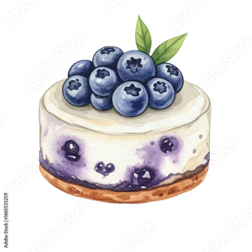 blueberry cheesecake isolated on white