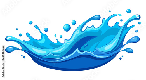 Dynamic, clear water splash in vibrant blue tones with realistic ripples and droplets. Perfect for themes of freshness, purity, liquid, hydration, summer, and clean beverage branding.