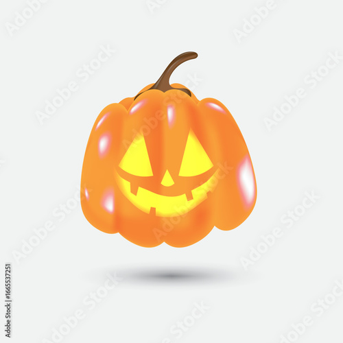 Glowing Jack O Lantern Pumpkin with Friendly Face Perfect for Halloween Party Graphics