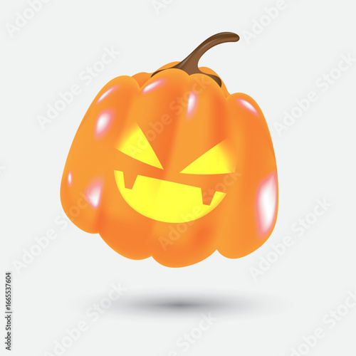 Angry Jack O Lantern Pumpkin with Sharp Eyes Best for Scary Halloween Decorations and Icons