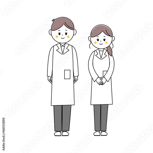 白衣を着た男女の全身イラスト