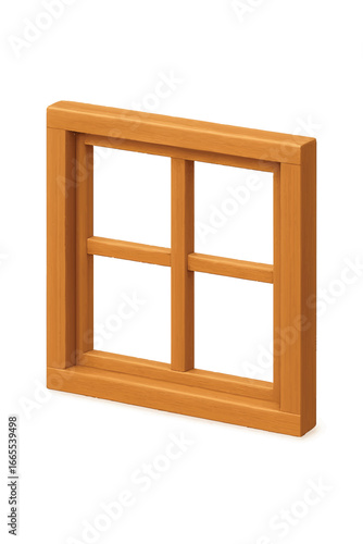 Warm natural wood window frame with four pane grid, perfect for cozy home design projects
