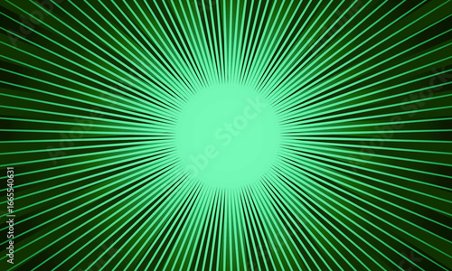 Abstract green radial burst background with glowing center and radiating lines. Vibrant and energetic design. fractal burst background.