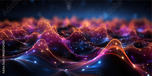 Quantum Data Flow, Tech Background. Future technology digital abstract background concept. 3d rendering