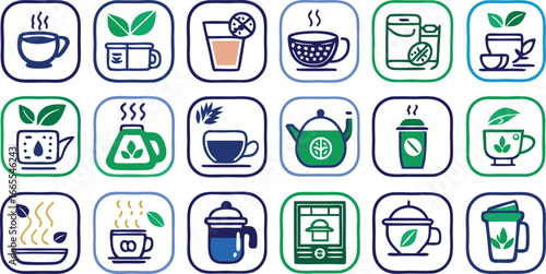 Tea Time A Collection of 20 Tea-Related Vector Icons