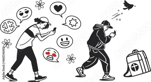 Digital Detox A Vector Illustration of Disconnection and Reconnection in Modern Life