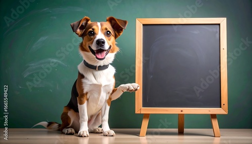 Happy dog paw chalkboard school.