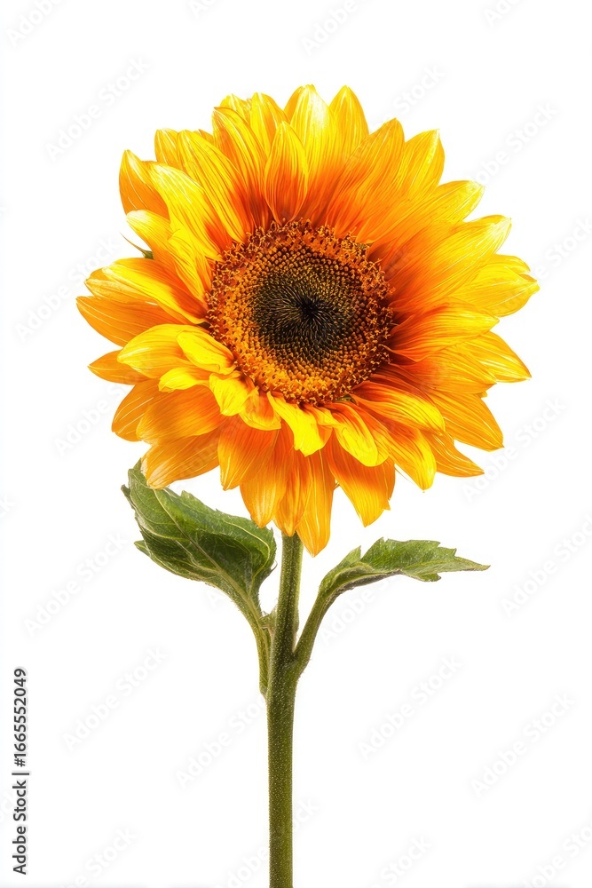 Obraz premium Vibrant sunflower against white