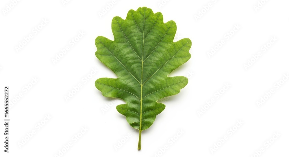 Fototapeta premium Striking studio capture of a verdant oak leaf against minimalist backdrop
