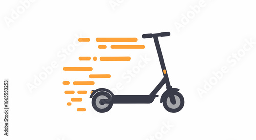An illustration of a fast-moving electric scooter with speed lines.
