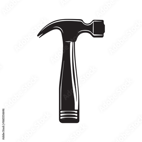 Claw Hammer Isolated Black and White on White Background