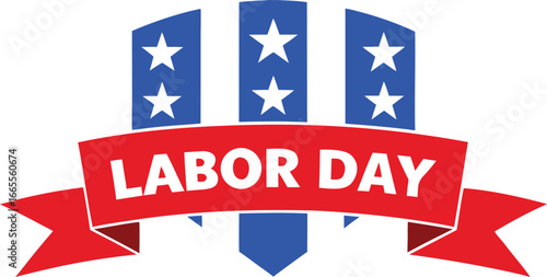 Vector labor day banner with american flag colors and stars festive holiday illustration