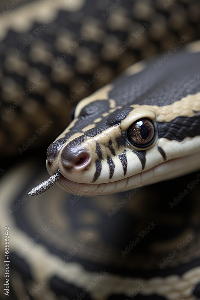 Obraz premium Close-up of a Black-headed Python's Head