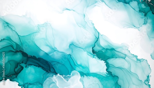 Teal Ink Abstract Art Background.