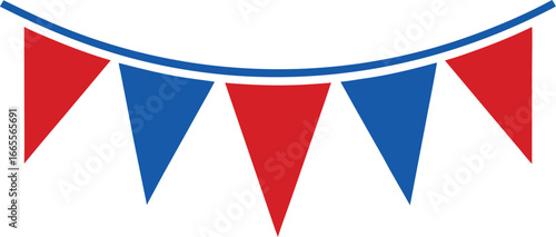 Festive red white blue pennant flag bunting illustration vector graphic