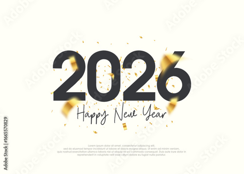 Simple 2026 New Year number design. With a sprinkling of elegant and luxurious ornaments. Vector premium design for calendar design, greeting cards and social media posts.