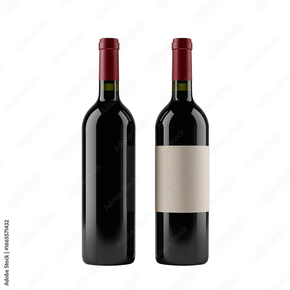 Fototapeta premium Elegant twin red wine bottles showcasing refinement and celebratory indulgence in a refined