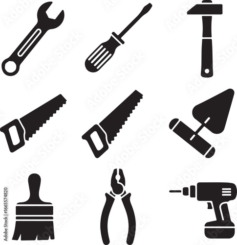 Vector art of collection of construction and repair tools