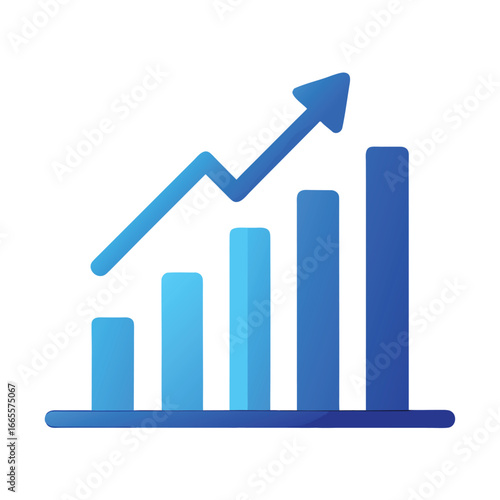 blue single arrow growing up chart graph bars line