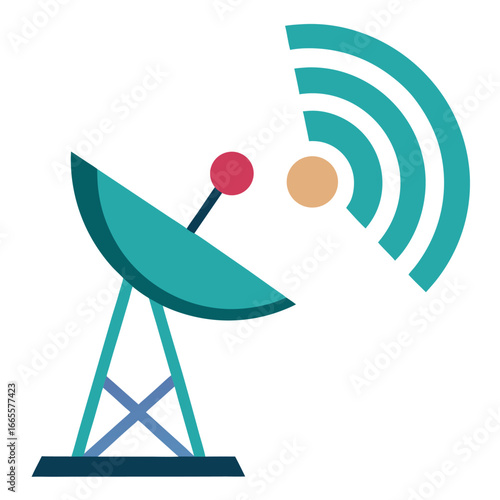 Satellite dish and wi fi signal illustration with technology elements