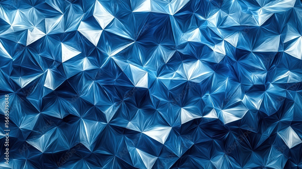 Obraz premium A blue and white geometric pattern with a blue background.