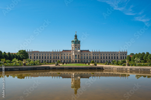 Berlin, Germany - July 19, 2022 : back side at Charlottenburg Palace (Schloss) the Baroque summer palace with garden