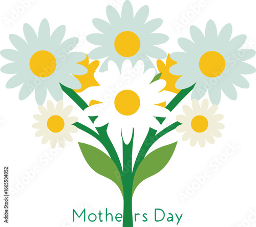 Beautiful mother's day daisy bouquet vector illustration for celebrations and greetings