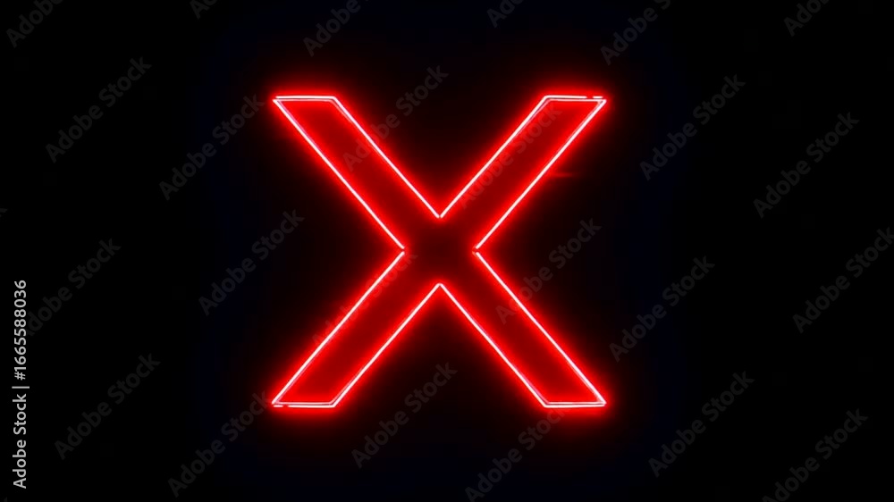 Glowing Red Neon Letter X on Black Background, Abstract Digital Art. Glowing Red Neon Letter X on Black Background, Abstract Digital Art.
