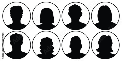 Men and women avatars set. Male and female silhouettes abstract people. characters for social media and networking, user profile, website and app design and development, user profile icons. eps 10